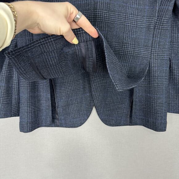BOSS Blazer Mens 36R Blue Plaid Wool Blend Hutson Slim Fit Sport Coat Jacket - Picture 10 of 15